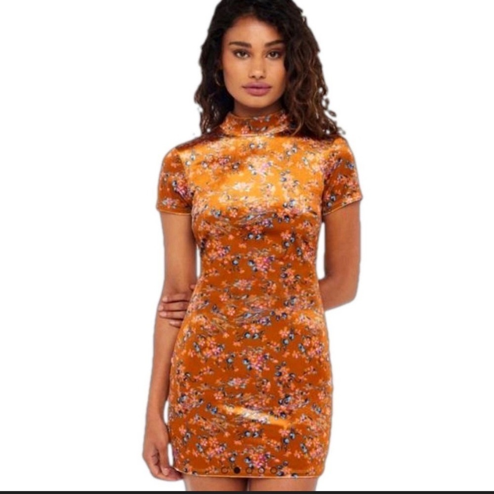 Savage x Fenty Psychedelic Velvet Slip in Distorted Bloom Pattern in Orange